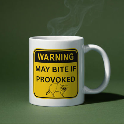 Warning Mug, Ceramic Coffee Cup, Raccoon, Funny Gift, Multi Colour Options