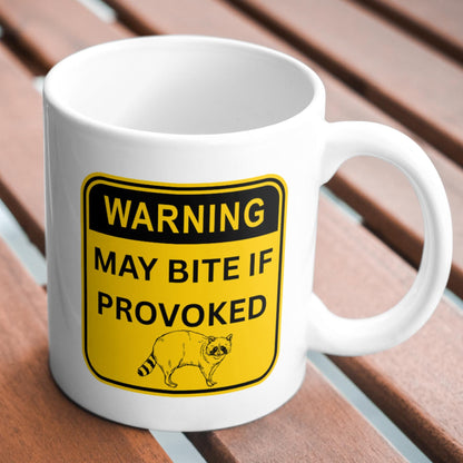 Warning Mug, Ceramic Coffee Cup, Raccoon, Funny Gift, Multi Colour Options