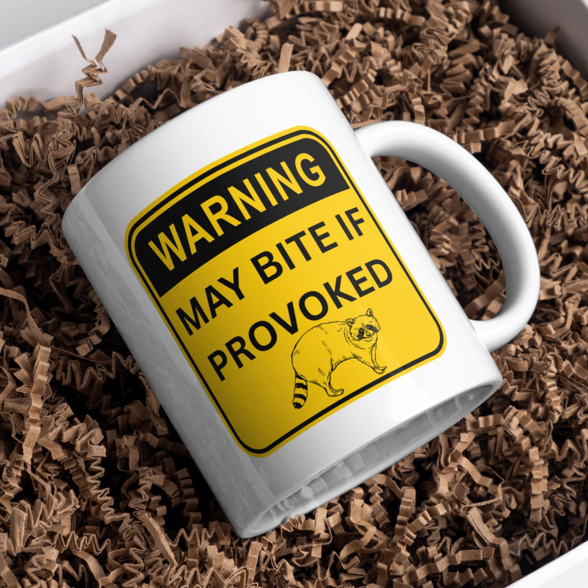 Warning Mug, Ceramic Coffee Cup, Raccoon, Funny Gift, Multi Colour Options