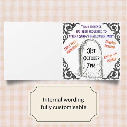 Halloween Party Invitation Card, Fun Invite, Custom Invitation, 14x14cm, RSVP Event Invitation