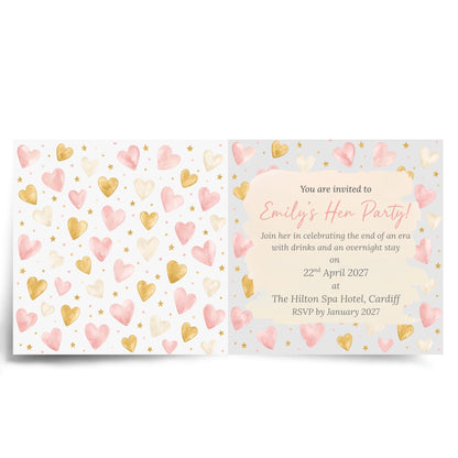 Hen Party Invitation Card, Bachelorette, Bridal Party Custom Invitation, 14x14cm, RSVP Event Invitation
