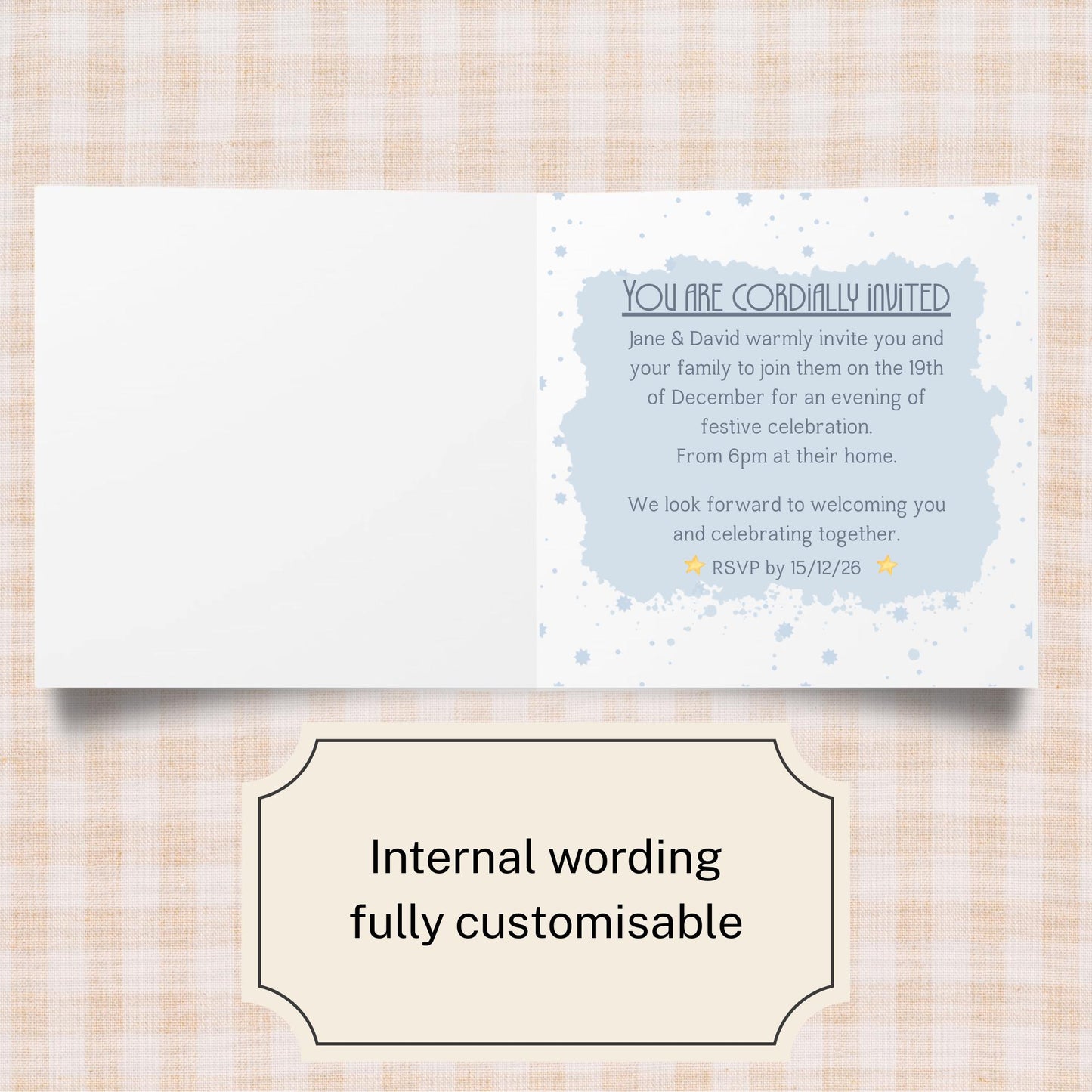 Christmas Party Invitation Card, Fun Invite, Custom Invitation, 14x14cm, RSVP Event Invitation