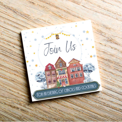 Christmas Party Invitation Card, Fun Invite, Custom Invitation, 14x14cm, RSVP Event Invitation