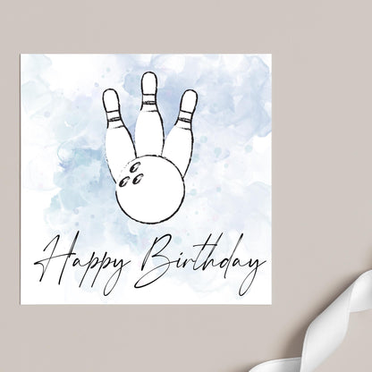 Ten Pin Bowling Birthday Card, Bowling Birthday Card, Birthday Card for Dad, Birthday Card for Uncle, 10 Pin Bowling Card, Sports Card
