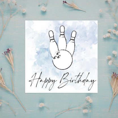 Ten Pin Bowling Birthday Card, Bowling Birthday Card, Birthday Card for Dad, Birthday Card for Uncle, 10 Pin Bowling Card, Sports Card