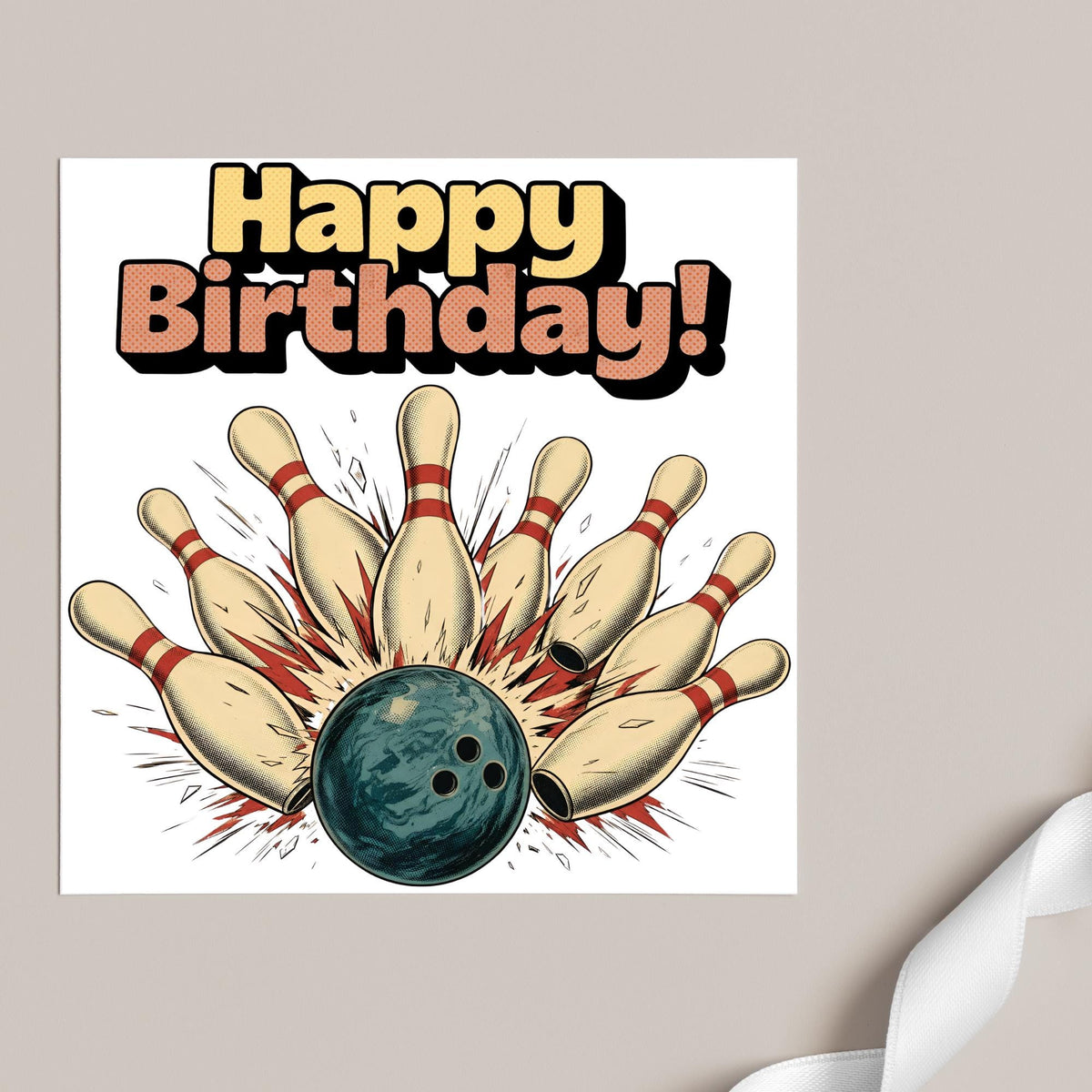 Ten Pin Bowling Birthday Card, Bowling Birthday Card, Birthday Card for Dad, Birthday Card for Uncle, 10 Pin Bowling Card, Sports Card