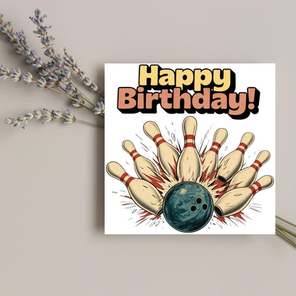 Ten Pin Bowling Birthday Card, Bowling Birthday Card, Birthday Card for Dad, Birthday Card for Uncle, 10 Pin Bowling Card, Sports Card