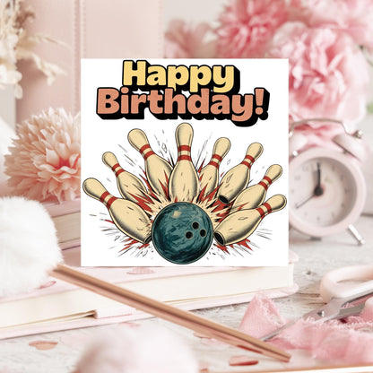 Ten Pin Bowling Birthday Card, Bowling Birthday Card, Birthday Card for Dad, Birthday Card for Uncle, 10 Pin Bowling Card, Sports Card