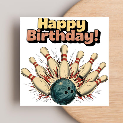 Ten Pin Bowling Birthday Card, Bowling Birthday Card, Birthday Card for Dad, Birthday Card for Uncle, 10 Pin Bowling Card, Sports Card