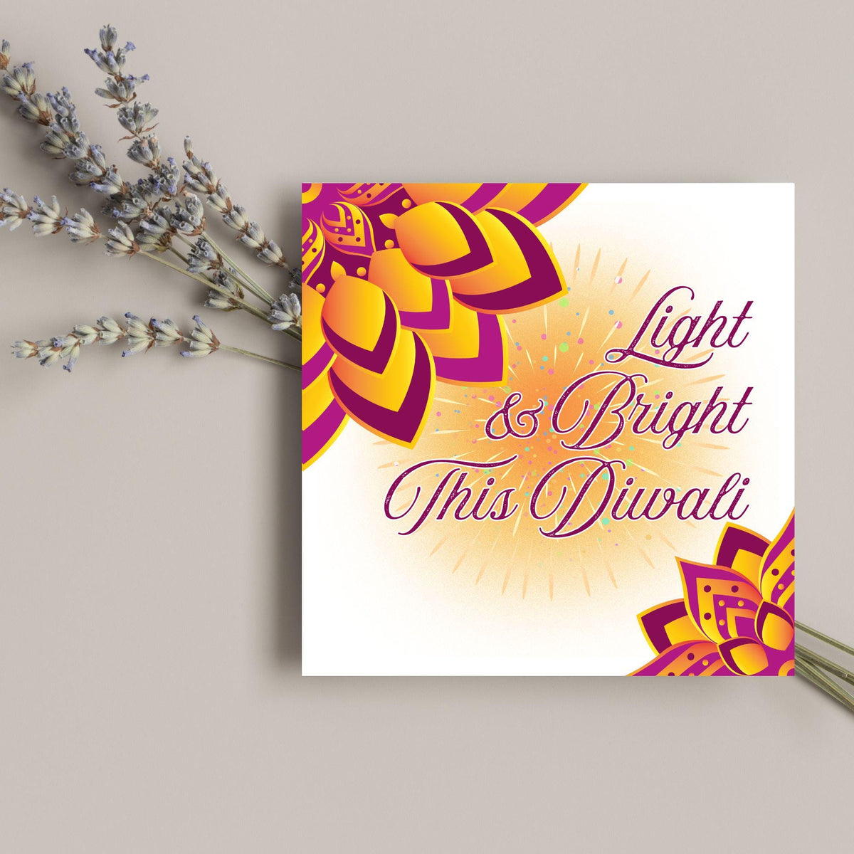 Happy Diwali Greeting Card, Diwali Wishes Card, Festival of Lights, Indian Hindu Celebration Card