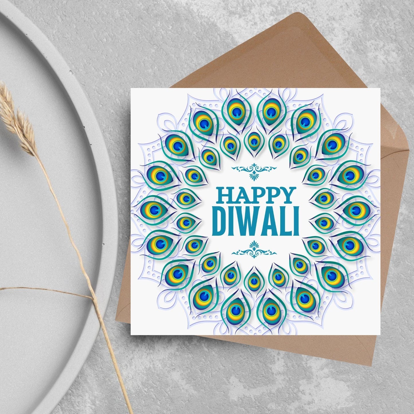 Happy Diwali Greeting Card, Diwali Wishes Card, Festival of Lights, Indian Hindu Celebration Card