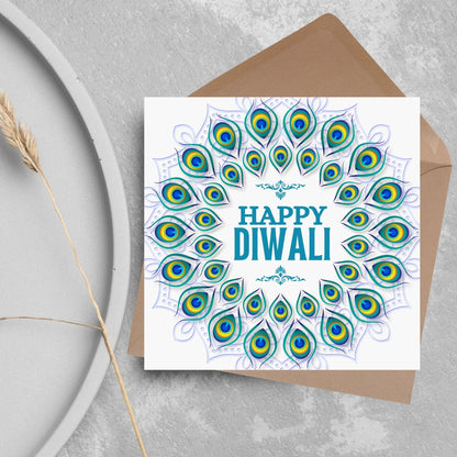 Happy Diwali Greeting Card, Diwali Wishes Card, Festival of Lights, Indian Hindu Celebration Card