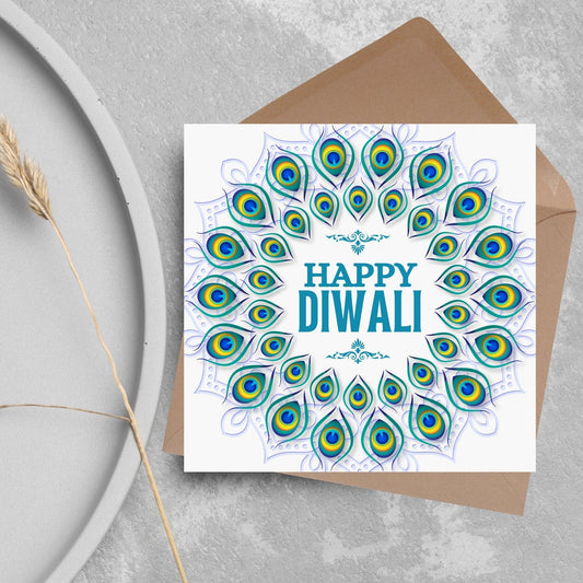 Happy Diwali Greeting Card, Diwali Wishes Card, Festival of Lights, Indian Hindu Celebration Card