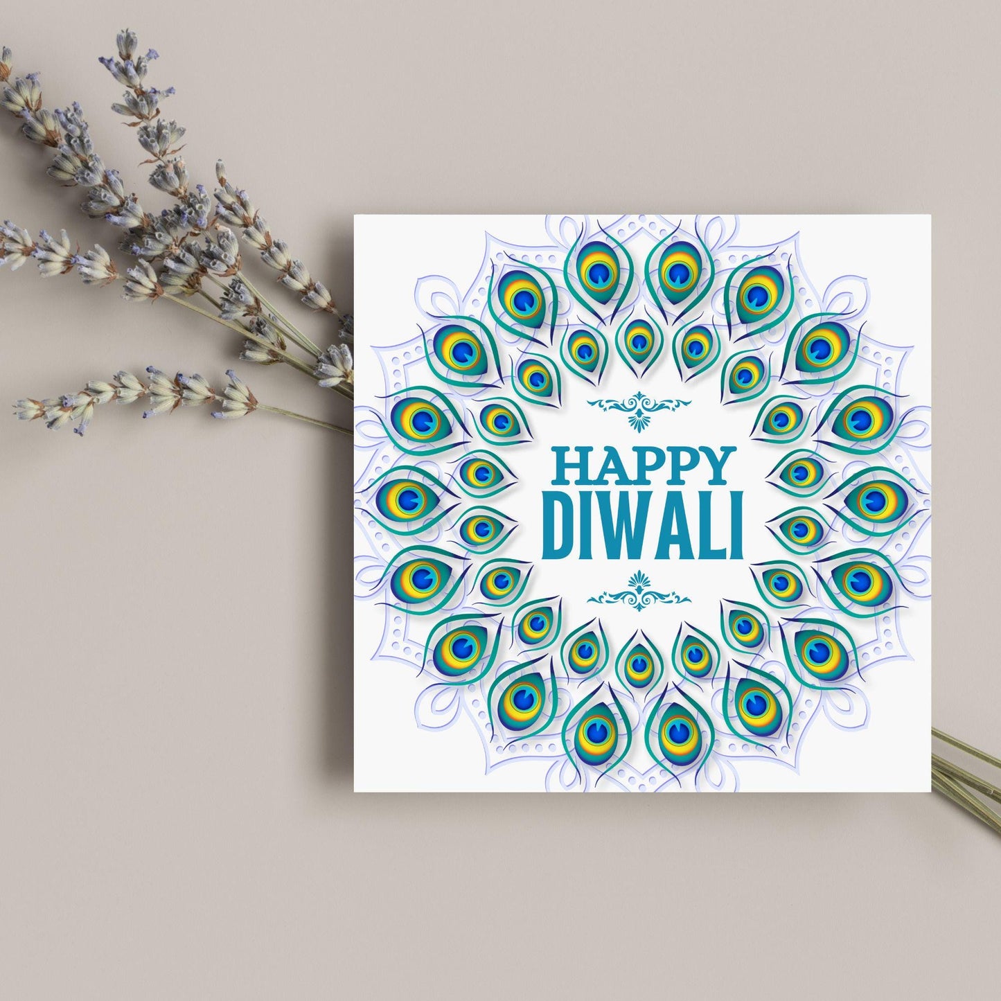 Happy Diwali Greeting Card, Diwali Wishes Card, Festival of Lights, Indian Hindu Celebration Card