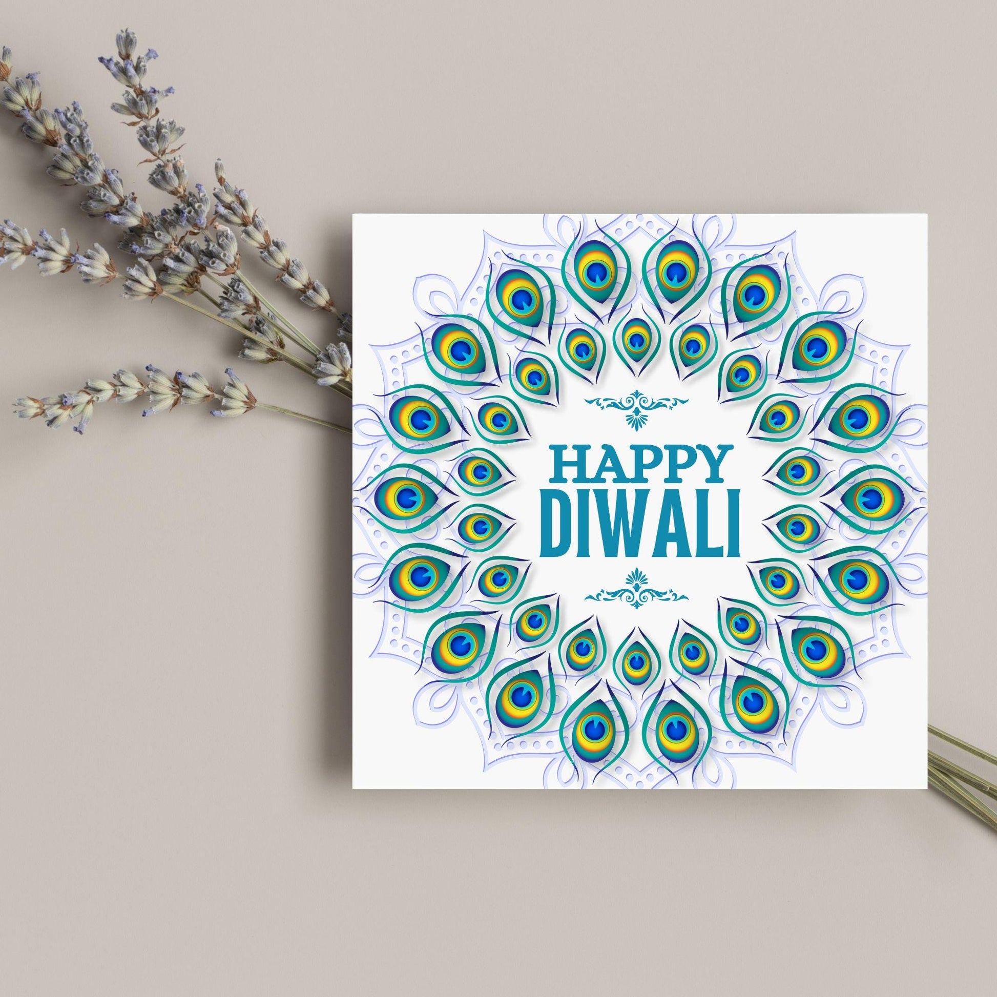 Happy Diwali Greeting Card, Diwali Wishes Card, Festival of Lights, Indian Hindu Celebration Card