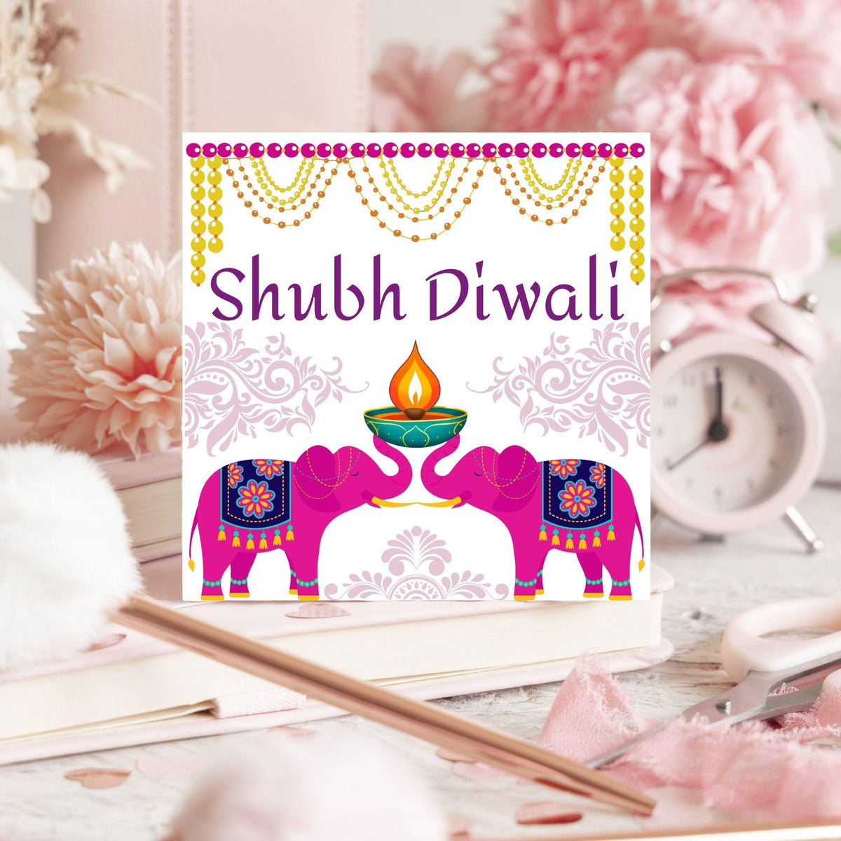 Happy Diwali Greeting Card, Diwali Wishes Card, Festival of Lights, Indian Hindu Celebration Card