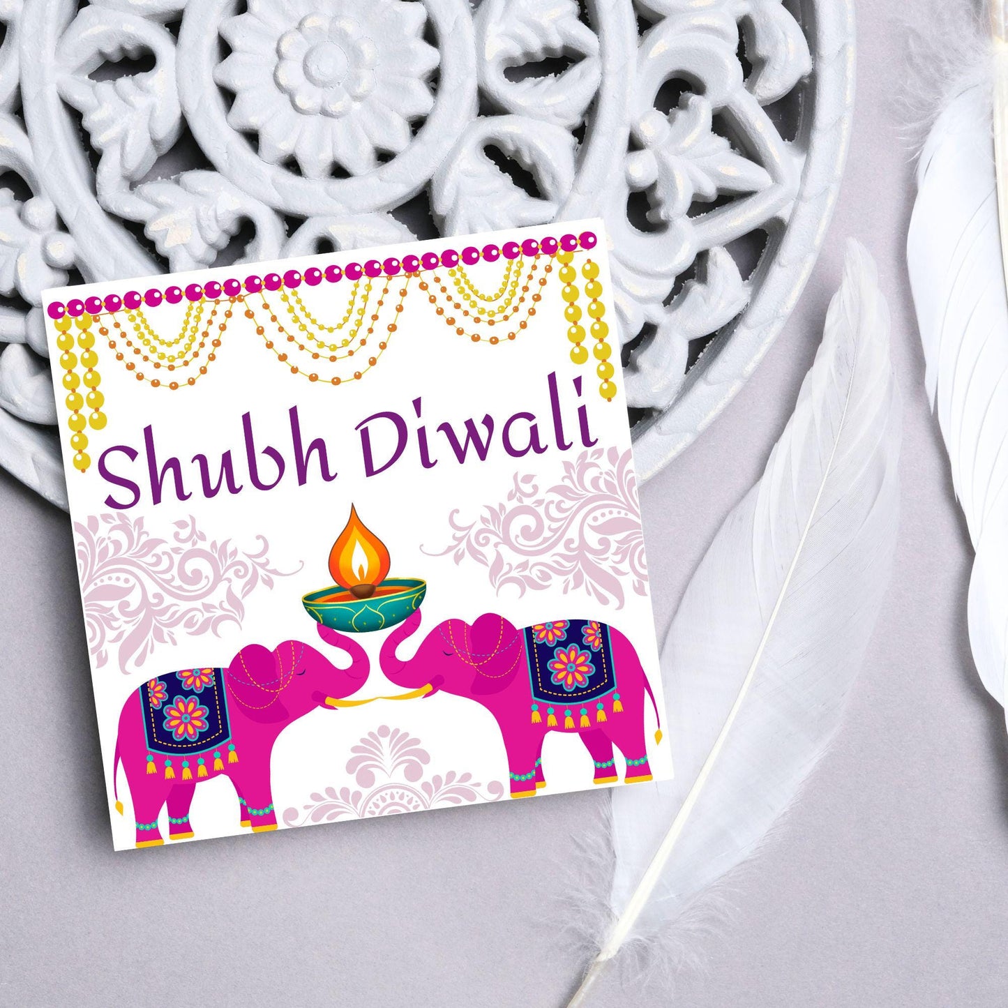 Happy Diwali Greeting Card, Diwali Wishes Card, Festival of Lights, Indian Hindu Celebration Card