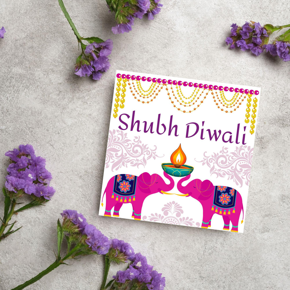 Happy Diwali Greeting Card, Diwali Wishes Card, Festival of Lights, Indian Hindu Celebration Card