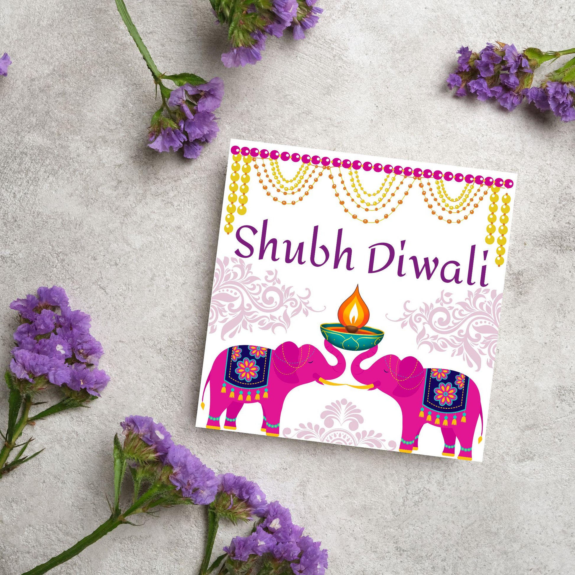 Happy Diwali Greeting Card, Diwali Wishes Card, Festival of Lights, Indian Hindu Celebration Card