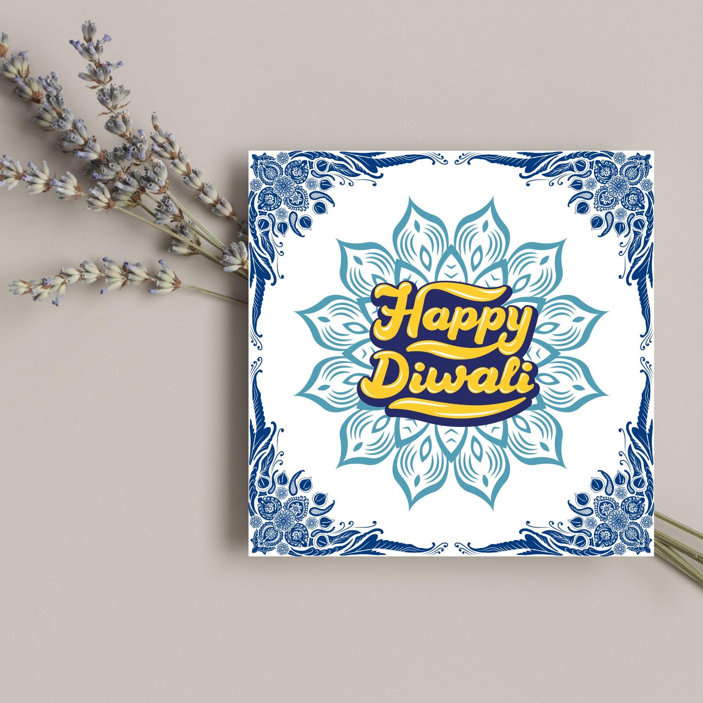 Happy Diwali Greeting Card, Diwali Wishes Card, Festival of Lights, Indian Hindu Celebration Card