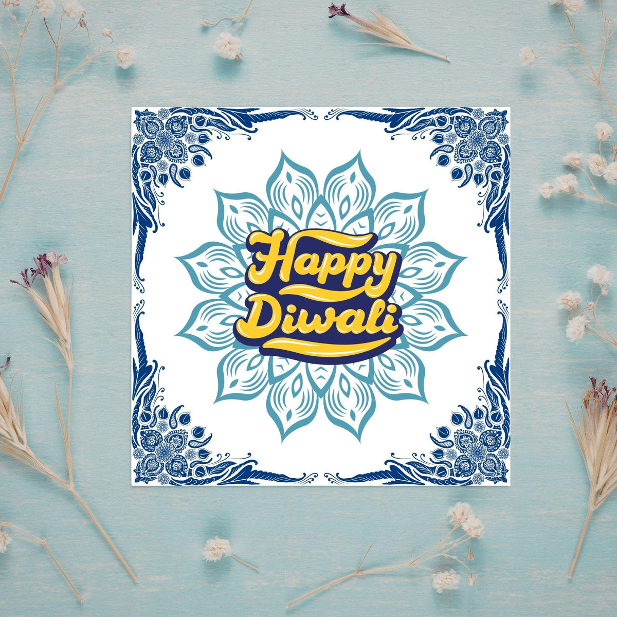 Happy Diwali Greeting Card, Diwali Wishes Card, Festival of Lights, Indian Hindu Celebration Card
