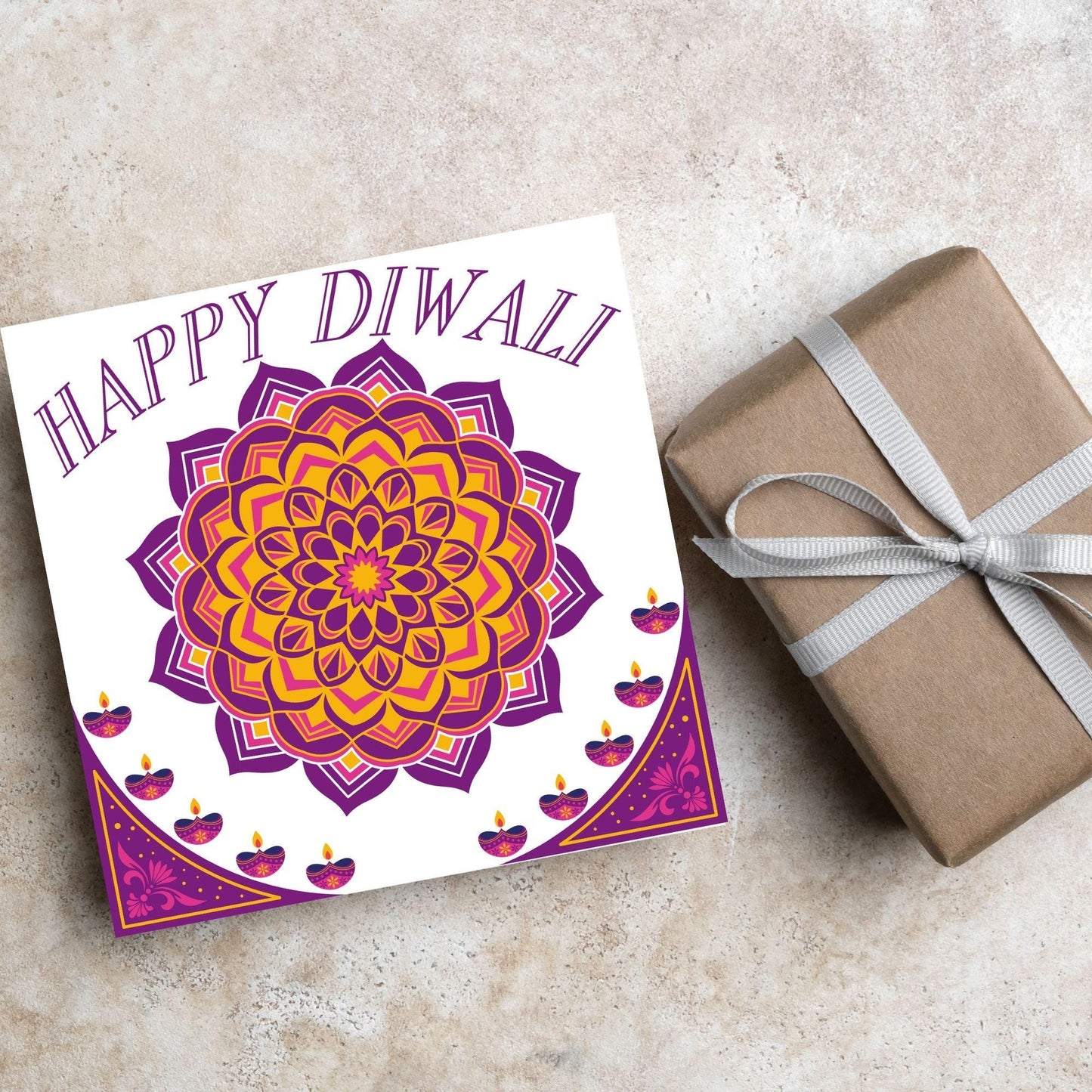 Happy Diwali Greeting Card, Diwali Wishes Card, Festival of Lights, Indian Hindu Celebration Card