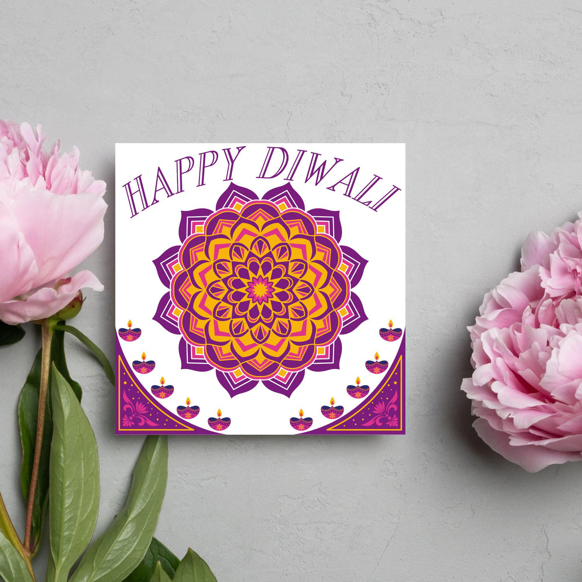 Happy Diwali Greeting Card, Diwali Wishes Card, Festival of Lights, Indian Hindu Celebration Card