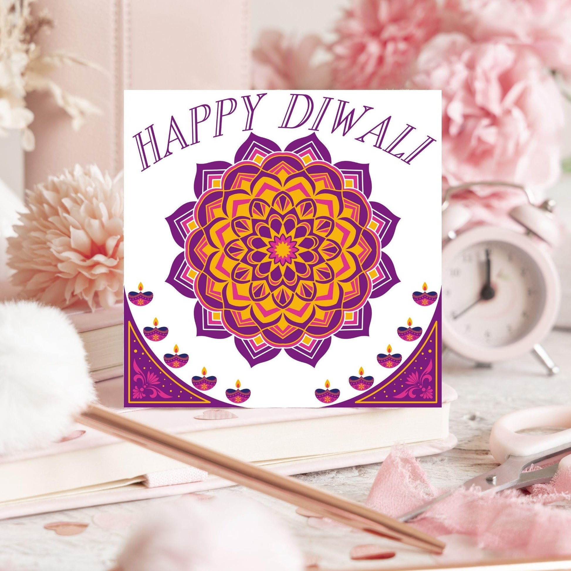 Happy Diwali Greeting Card, Diwali Wishes Card, Festival of Lights, Indian Hindu Celebration Card