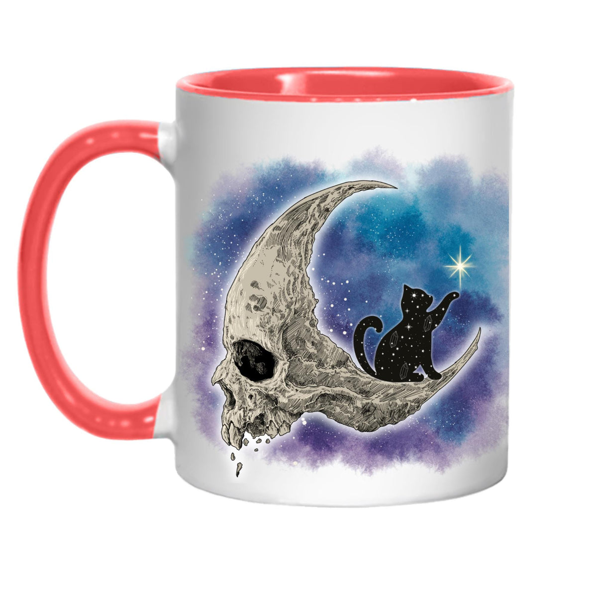 Gothic Mug, Cat, Celestial, Skull Moon, Goth Gift, Halloween Mug - Multi Colour Options