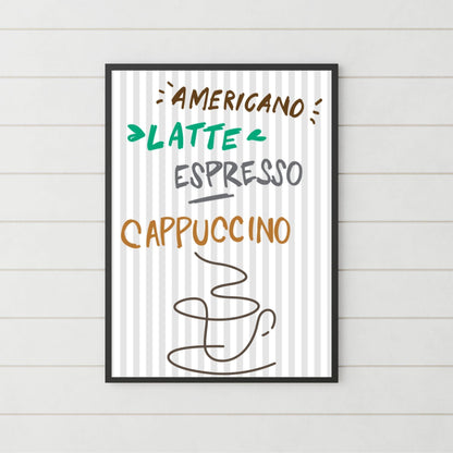 Coffee Wall Art, Poster for Kitchen, Cafe Art, Coffee Gift