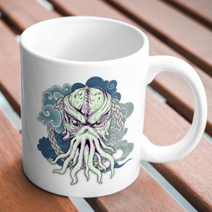 Cthulhu Mug, Tattoo Style Monster, Goth Gift, Halloween Mug - Multi Colour Options