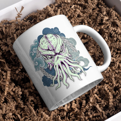 Cthulhu Mug, Tattoo Style Monster, Goth Gift, Halloween Mug - Multi Colour Options