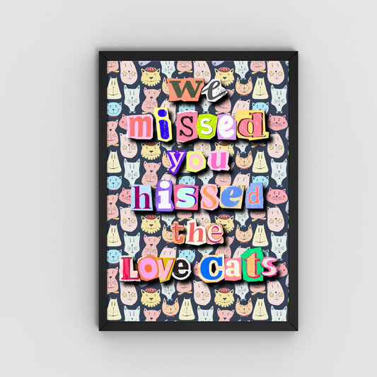 The Cure Song Lyric Poster, LoveCats, Music Wall Art, Robert Smith, 1970's Band Art