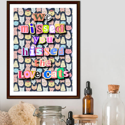 The Cure Song Lyric Poster, LoveCats, Music Wall Art, Robert Smith, 1970's Band Art