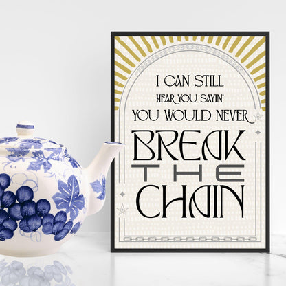 The Chain Song Lyric Poster, Fleetwood Mac Music Wall Art, Stevie Nicks 1970's Band Art