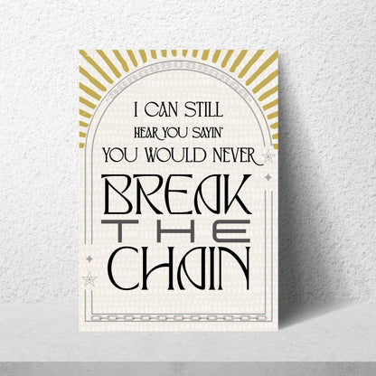 The Chain Song Lyric Poster, Fleetwood Mac Music Wall Art, Stevie Nicks 1970's Band Art