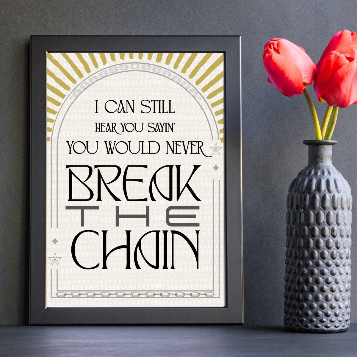 The Chain Song Lyric Poster, Fleetwood Mac Music Wall Art, Stevie Nicks 1970's Band Art
