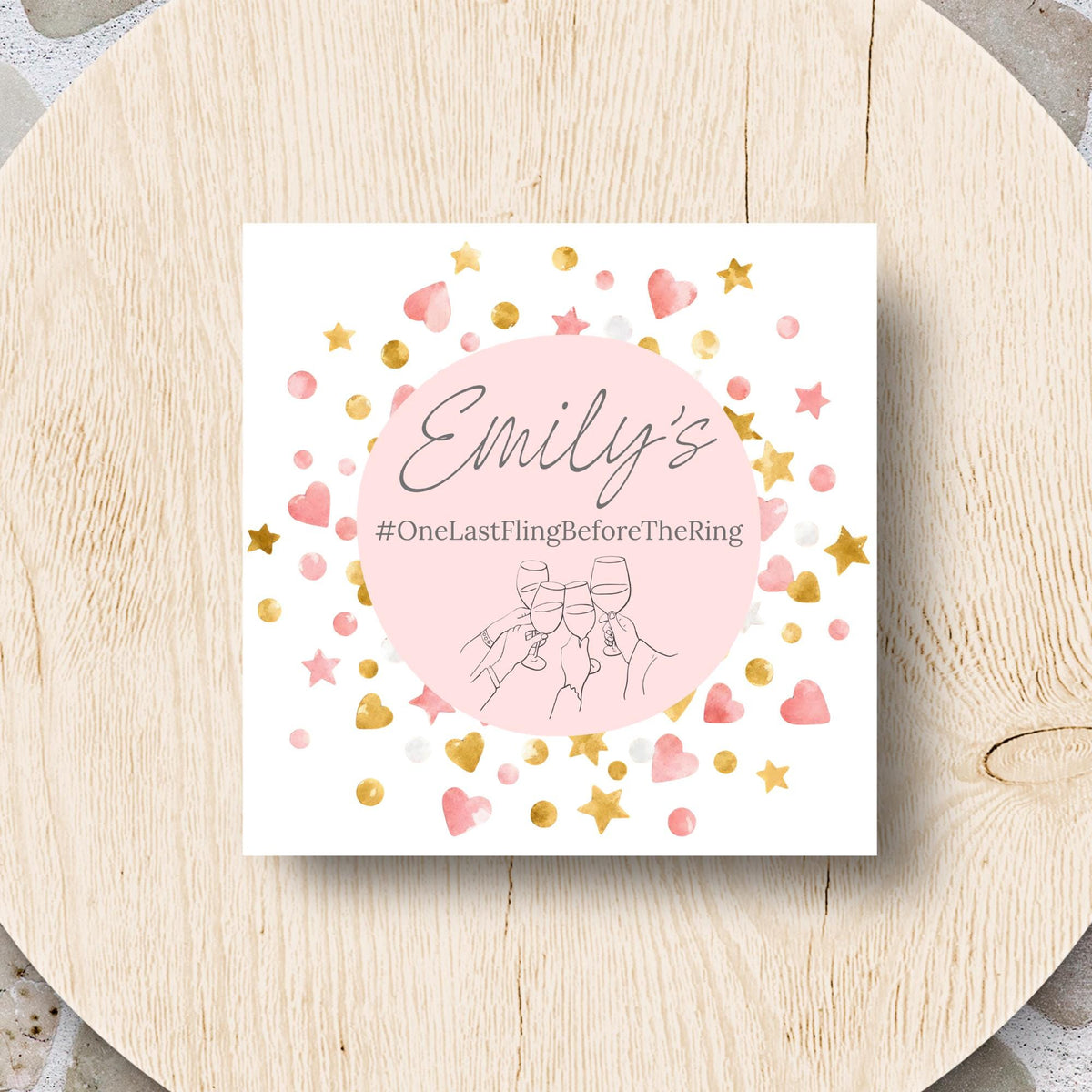 Hen Party Invitation Card, Bachelorette, Bridal Party Custom Invitation, 14x14cm, RSVP Event Invitation