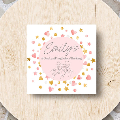 Hen Party Invitation Card, Bachelorette, Bridal Party Custom Invitation, 14x14cm, RSVP Event Invitation