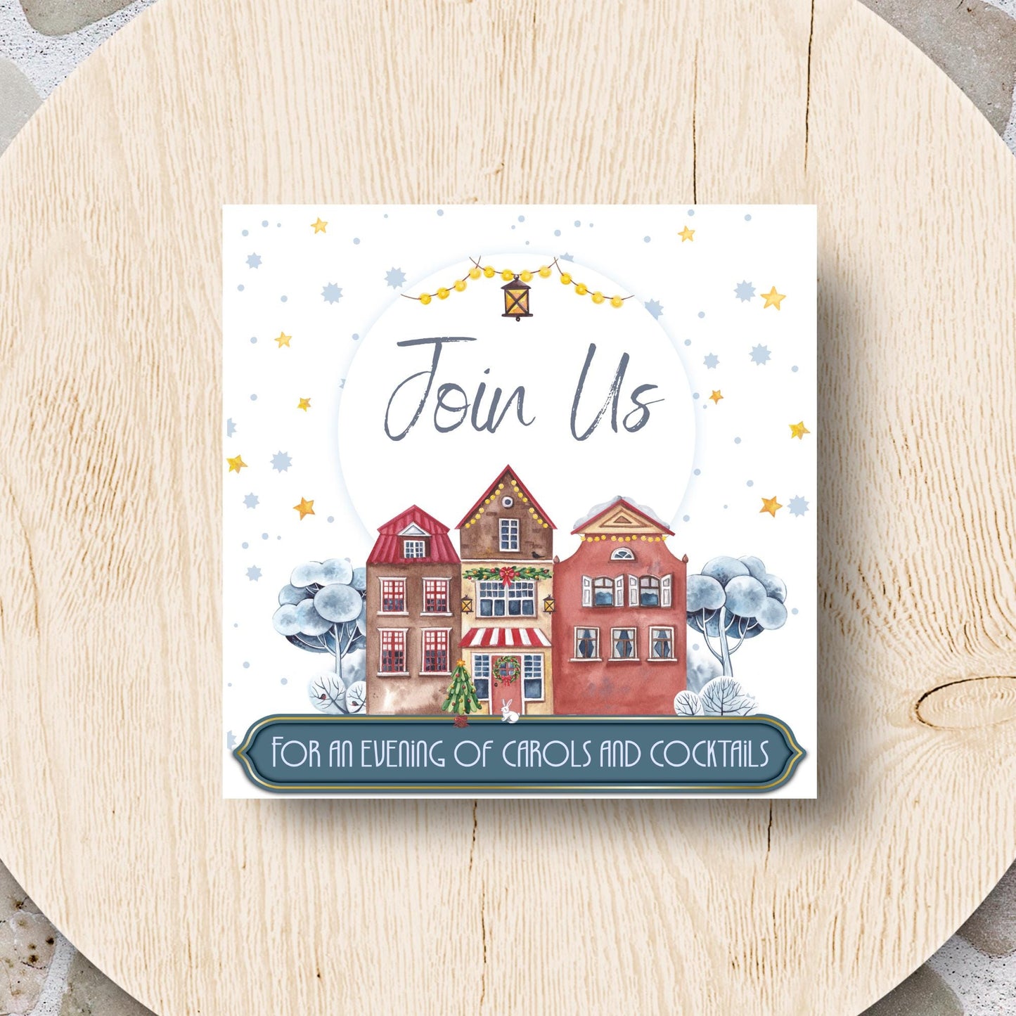 Christmas Party Invitation Card, Fun Invite, Custom Invitation, 14x14cm, RSVP Event Invitation