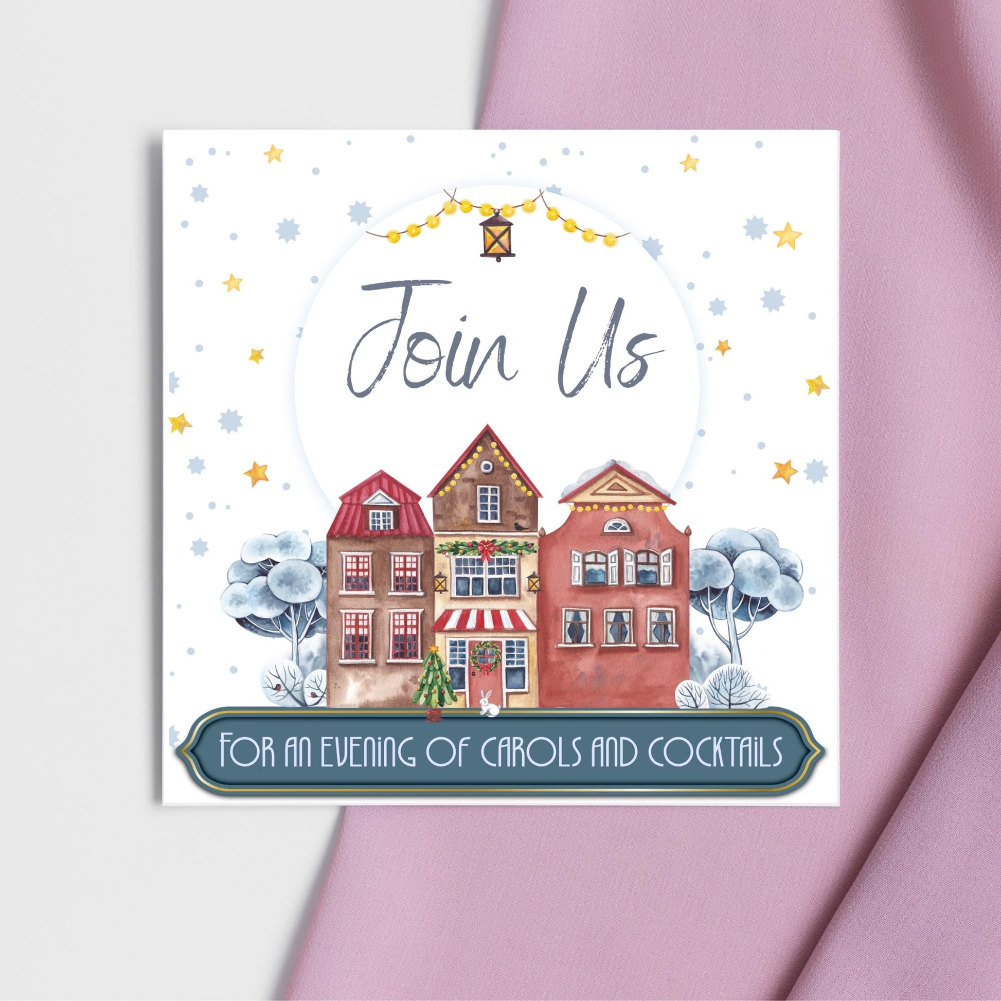 Christmas Party Invitation Card, Fun Invite, Custom Invitation, 14x14cm, RSVP Event Invitation