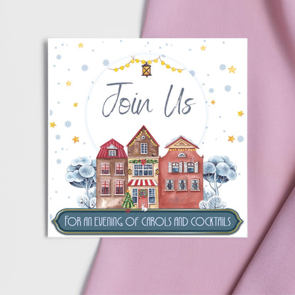 Christmas Party Invitation Card, Fun Invite, Custom Invitation, 14x14cm, RSVP Event Invitation