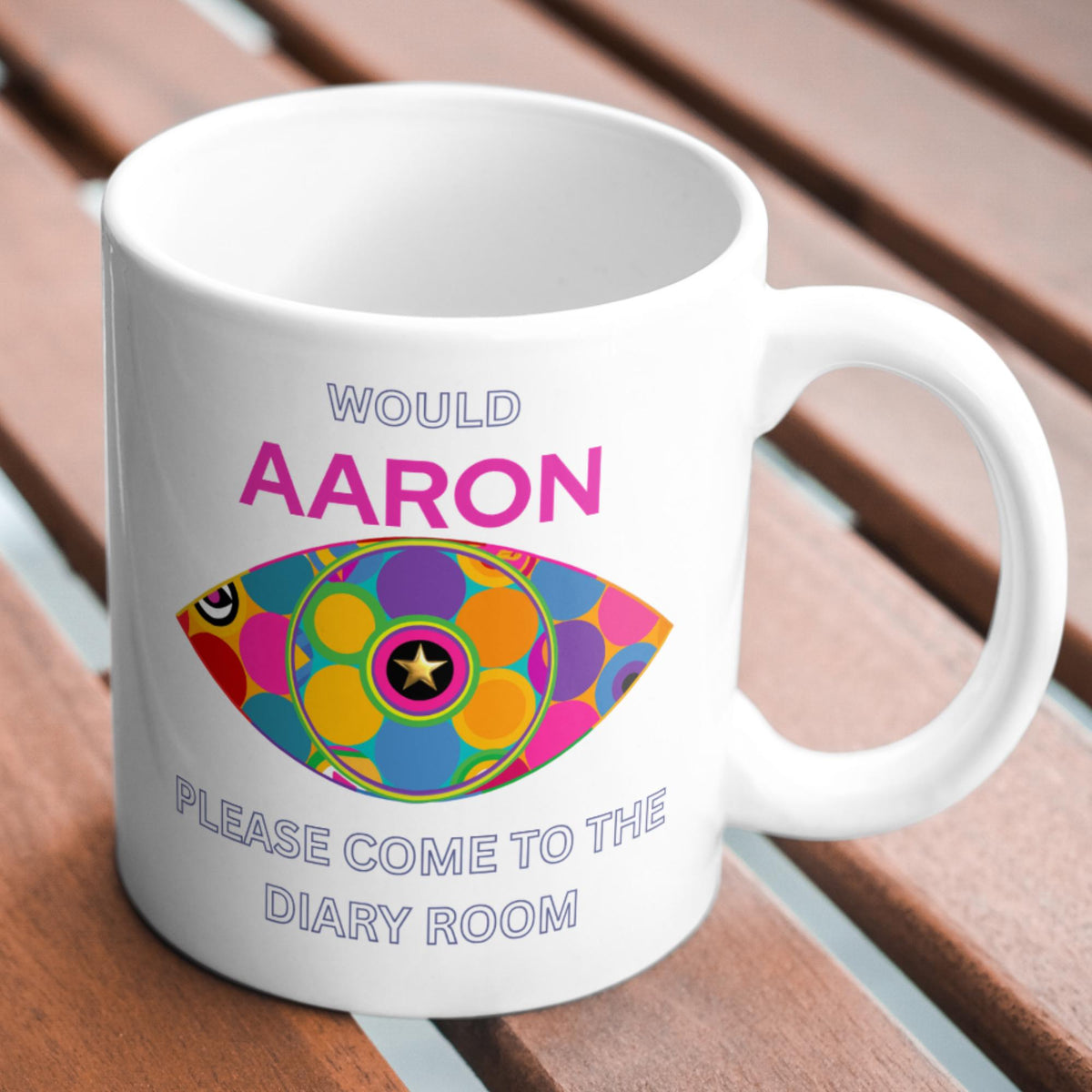 Personalised Big Brother Mug, Custom Name, Evicted or Diary Room Designs, Multi Colour Options
