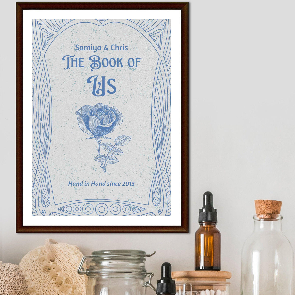 Personalised Book Cover Wall Art for Couple, Anniversary or Wedding Gift, Custom Book Cover Poster, Choice of Designs