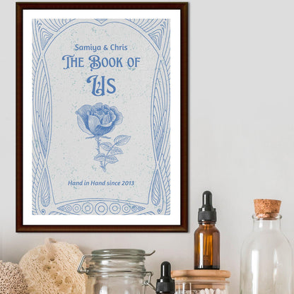 Personalised Book Cover Wall Art for Couple, Anniversary or Wedding Gift, Custom Book Cover Poster, Choice of Designs