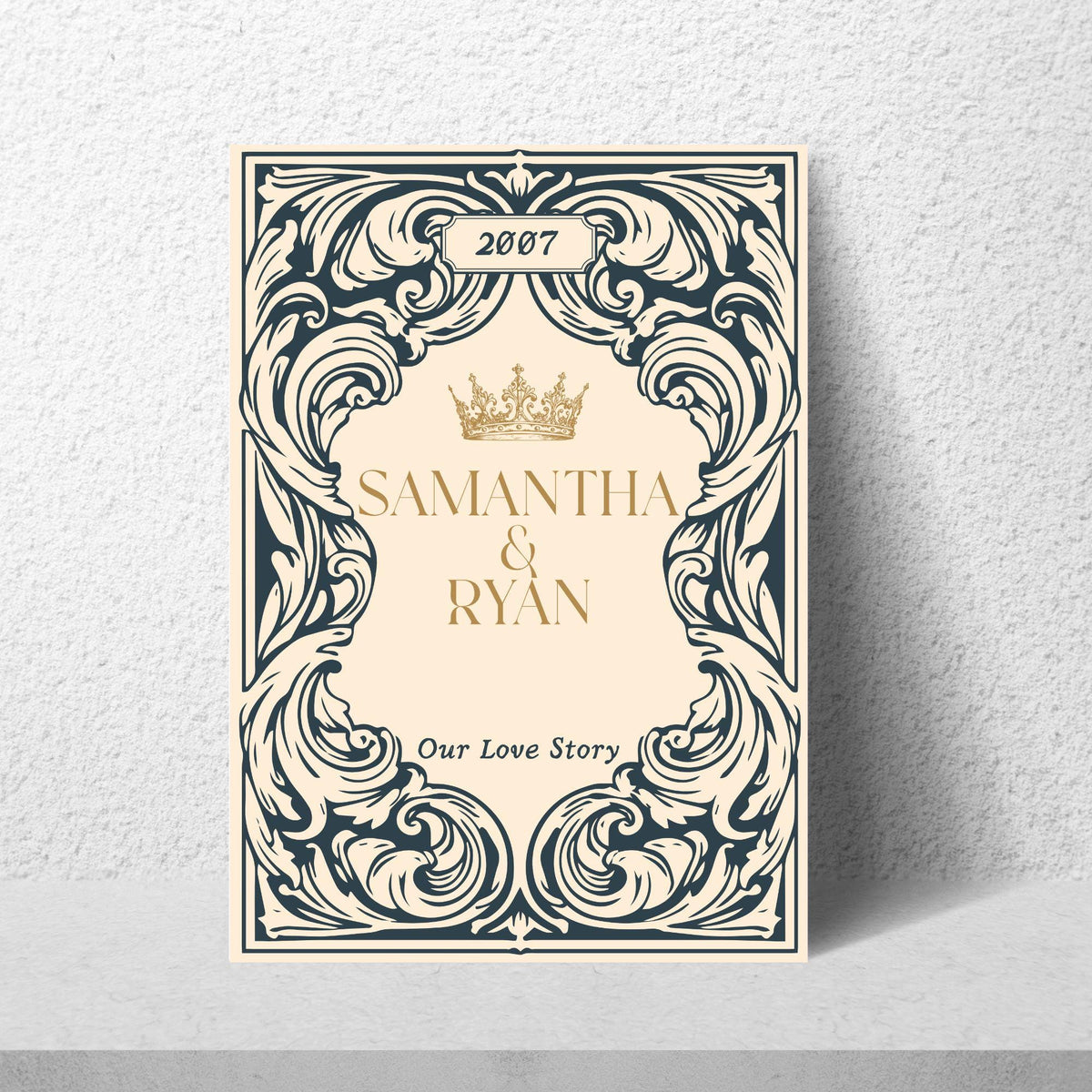 Personalised Book Cover Wall Art for Couple, Anniversary or Wedding Gift, Custom Book Cover Poster, Choice of Designs