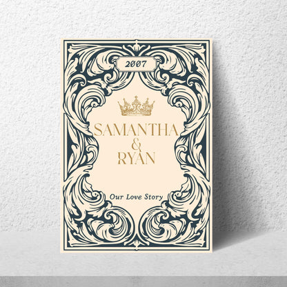 Personalised Book Cover Wall Art for Couple, Anniversary or Wedding Gift, Custom Book Cover Poster, Choice of Designs