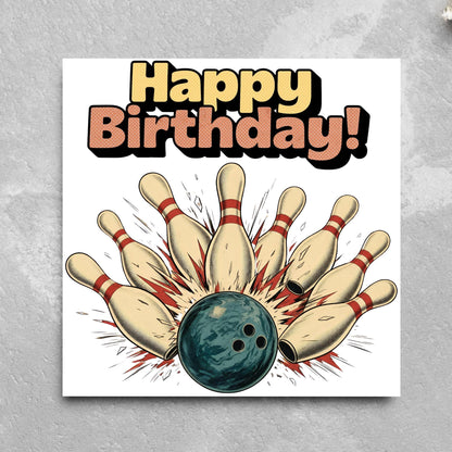 Ten Pin Bowling Birthday Card, Bowling Birthday Card, Birthday Card for Dad, Birthday Card for Uncle, 10 Pin Bowling Card, Sports Card