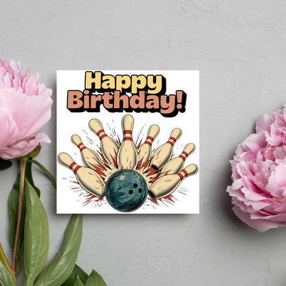 Ten Pin Bowling Birthday Card, Bowling Birthday Card, Birthday Card for Dad, Birthday Card for Uncle, 10 Pin Bowling Card, Sports Card