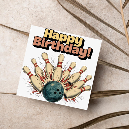 Ten Pin Bowling Birthday Card, Bowling Birthday Card, Birthday Card for Dad, Birthday Card for Uncle, 10 Pin Bowling Card, Sports Card